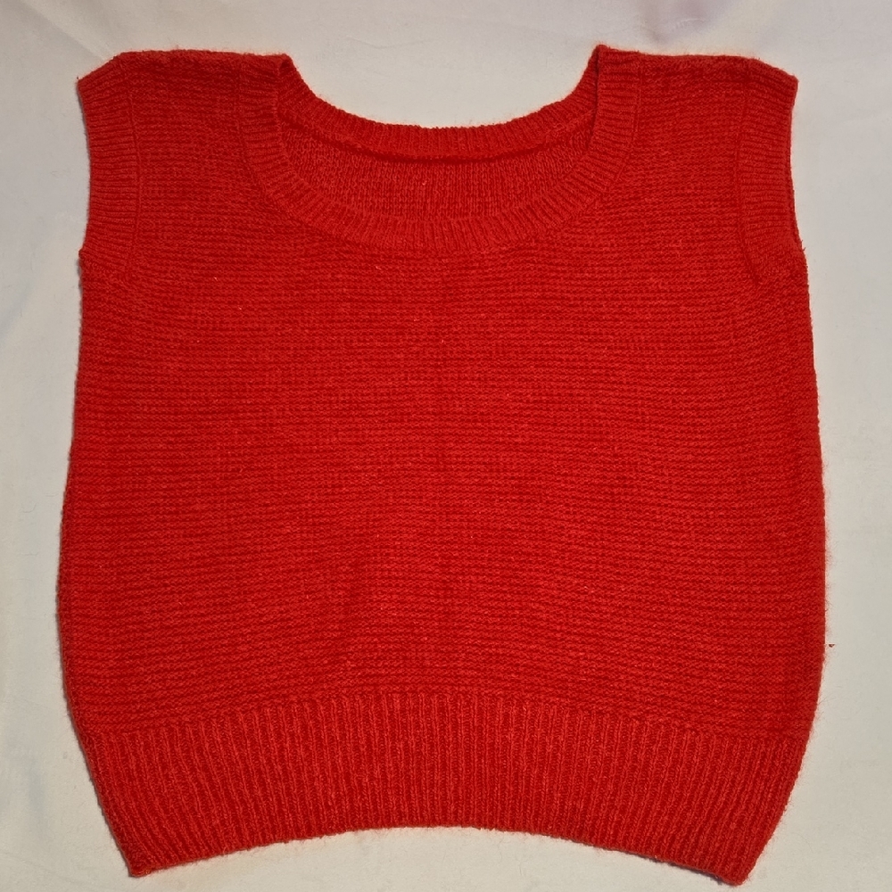 Vintage Red Angora Sleeveless Women's Sweater